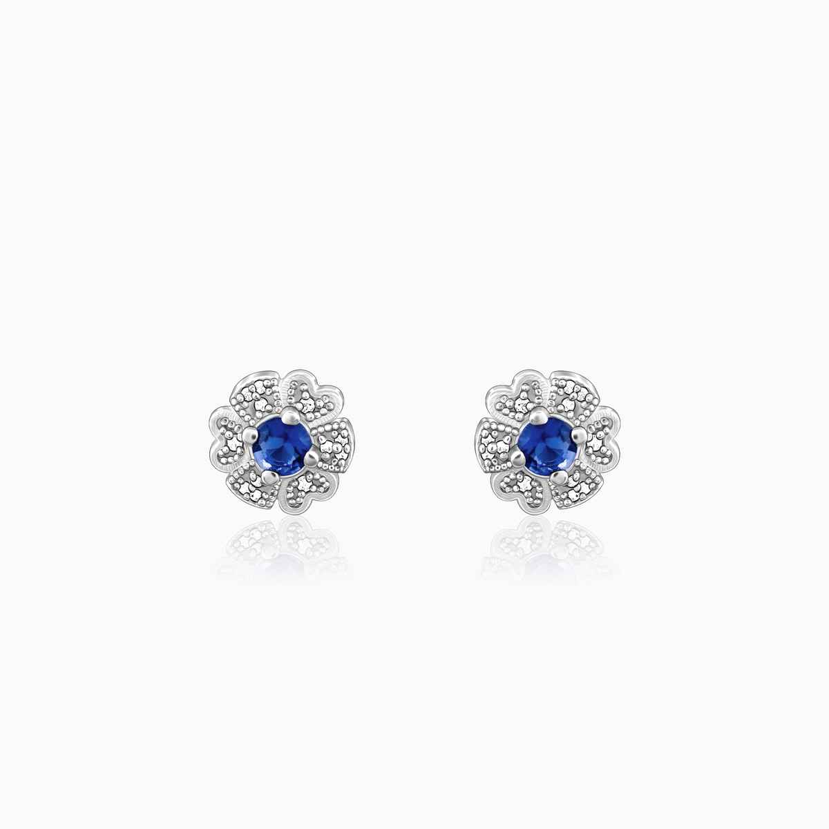 Giva Silver Royal Blue Bloom Studs