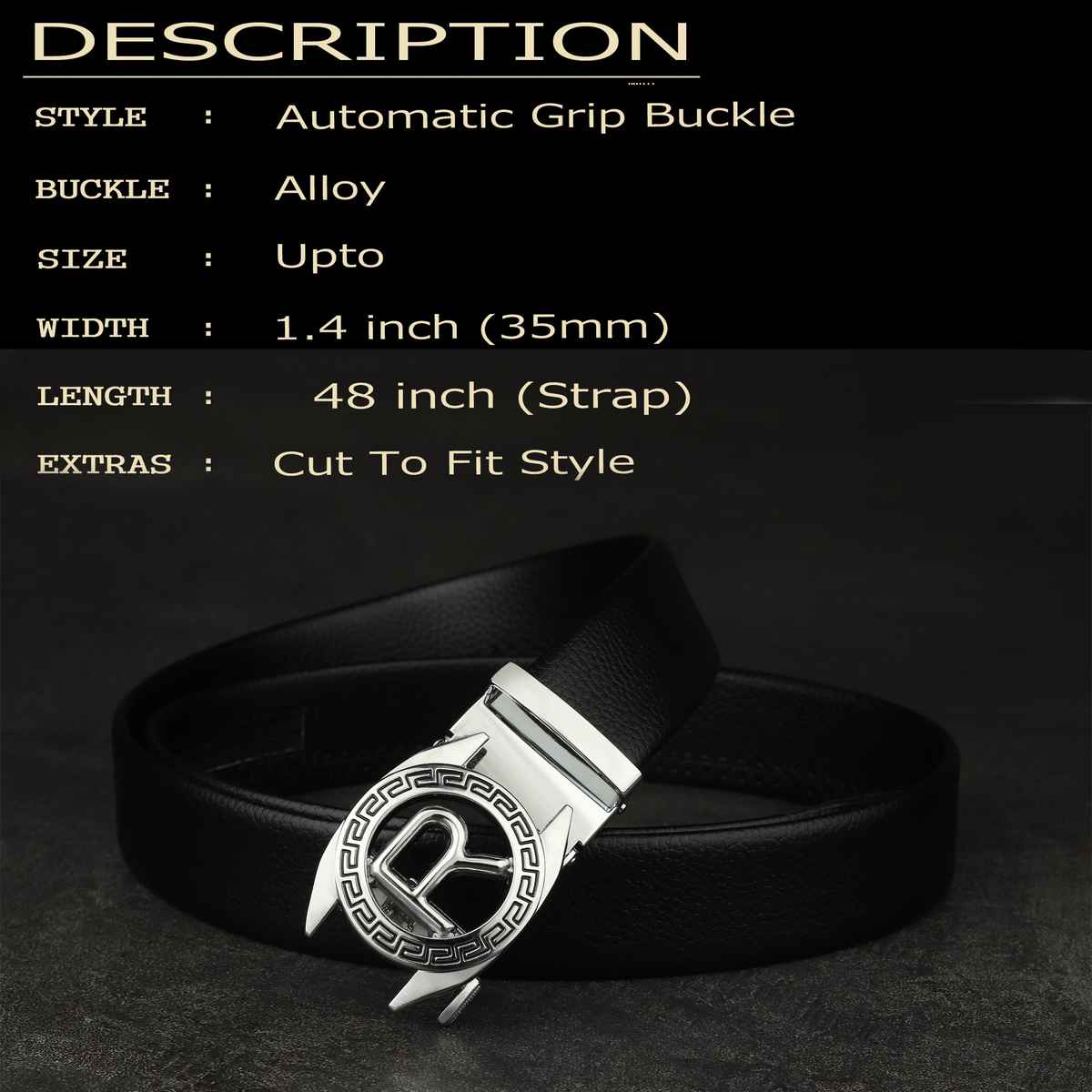 Zoro Men's Solid Vegan Leather Belt | Black - Free Size