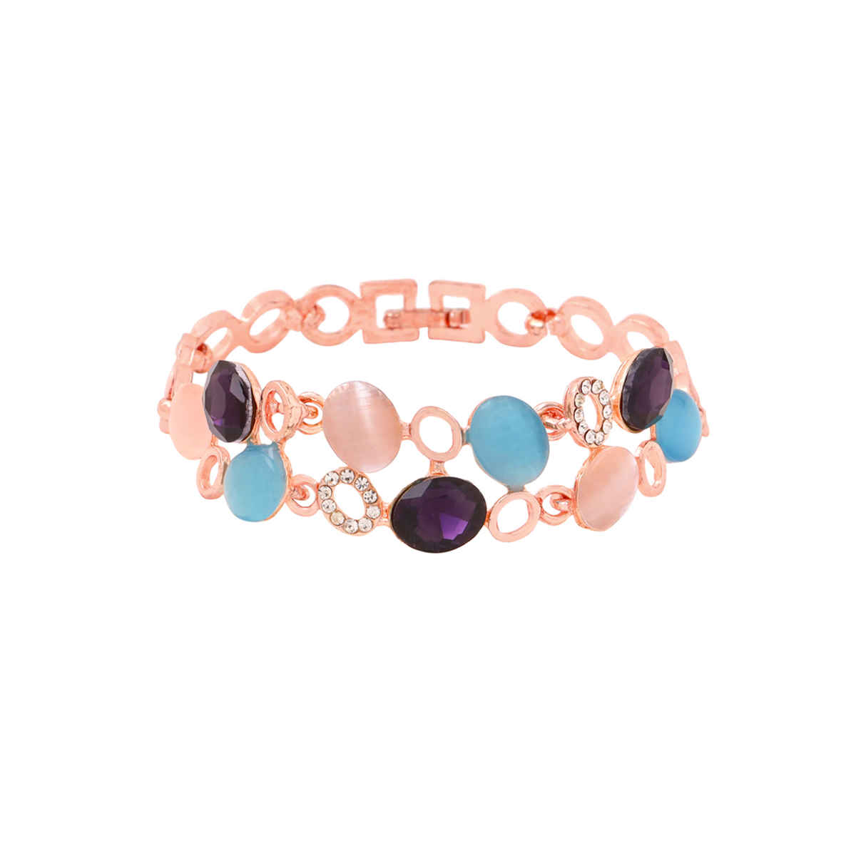 Yellow Chimes Women Gold-Toned & Blue Stone Studded Bracelet