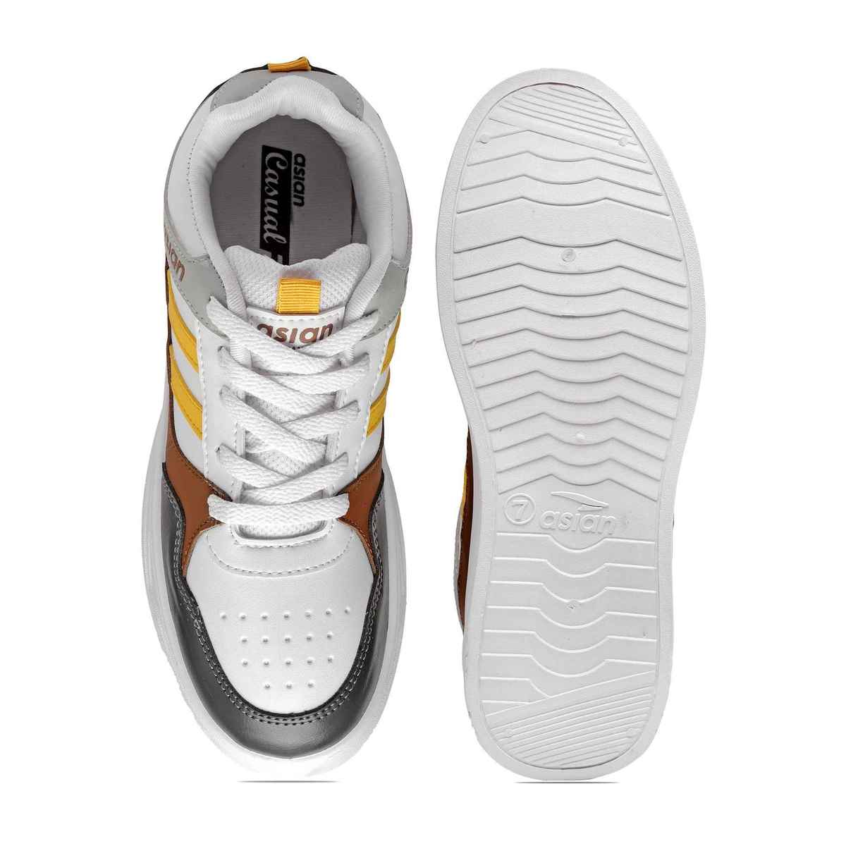 Asian Men's Boston-02 White Grey Casual Shoes | UK - 7