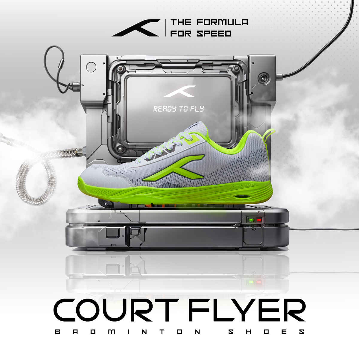 Hundred Unisex Court Flyer Non Marking Court Shoes | White, Lime, & Black - UK 4
