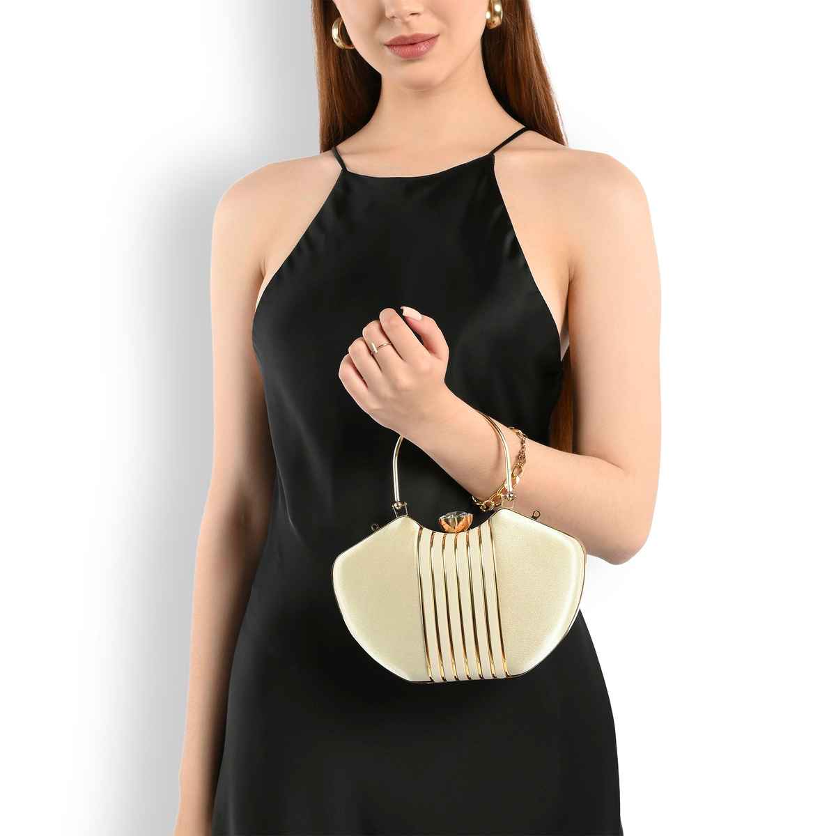 Lavie Women's Lip Handle Framed Clutch | Ladies Purse | Gold