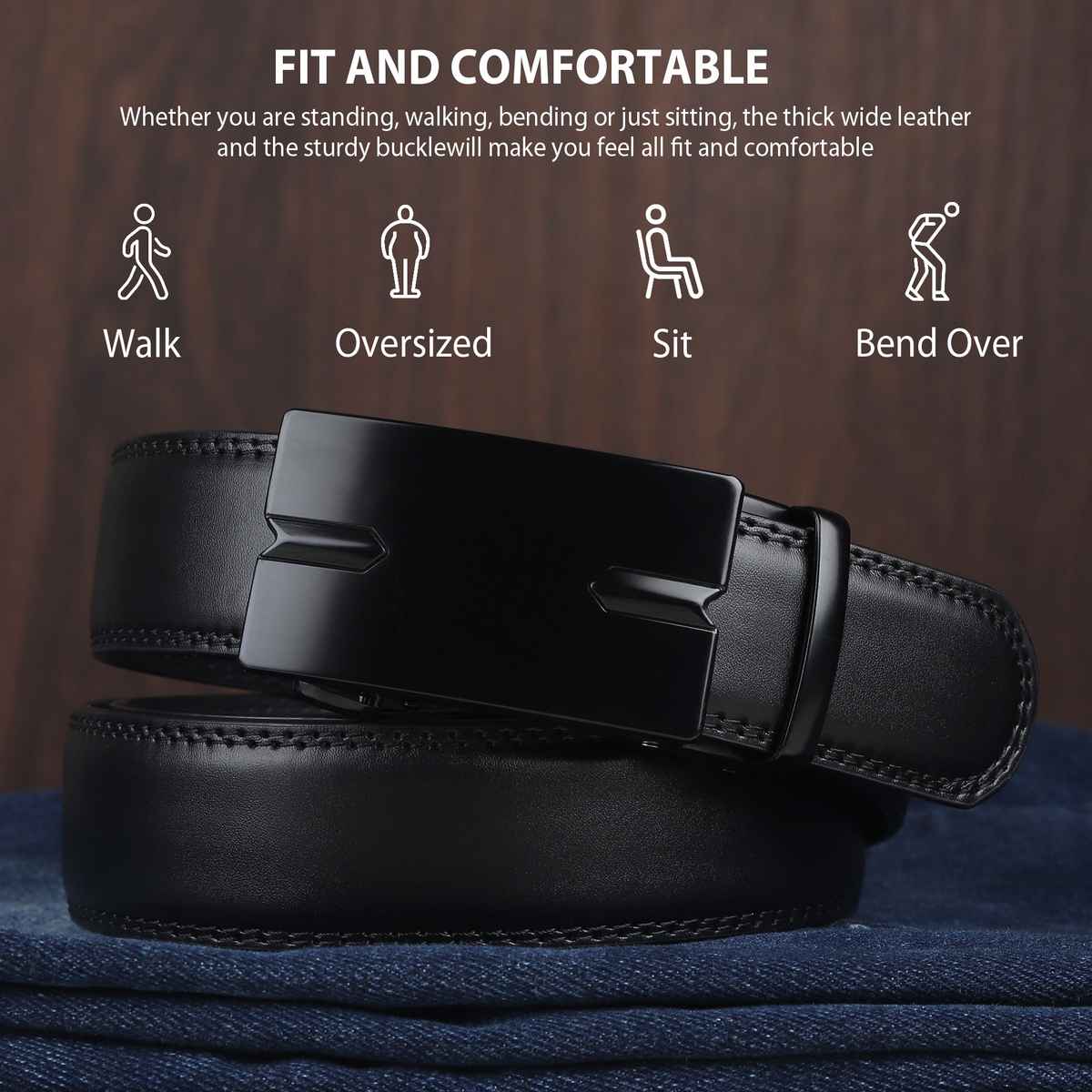 Zoro United Men's Solid Vegan Leather Belt | Black - One Size