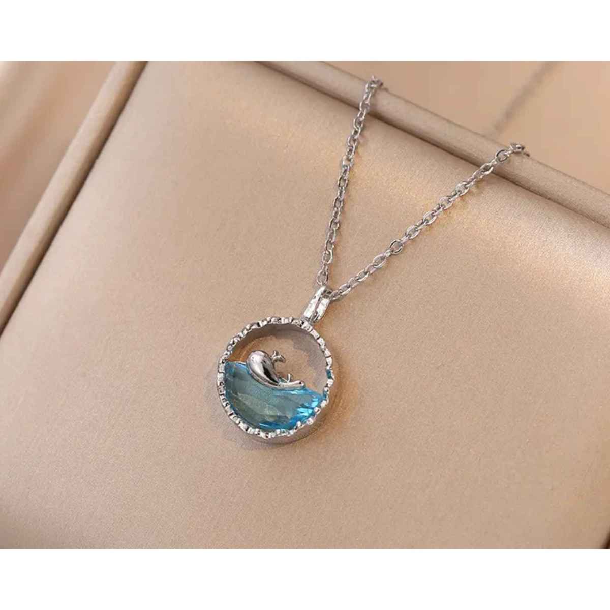 Estailo Fashion Women's Jewellery Necklace & Pendants Blue Silver One Size | N0000466
