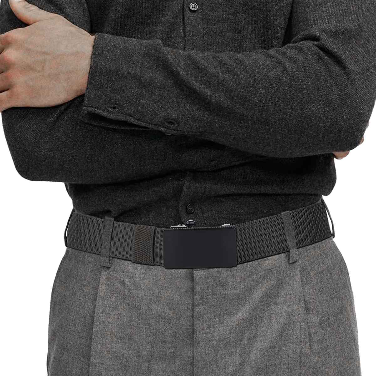 Zoro Men's Solid Woven Fabric Belt | Black - Free Size