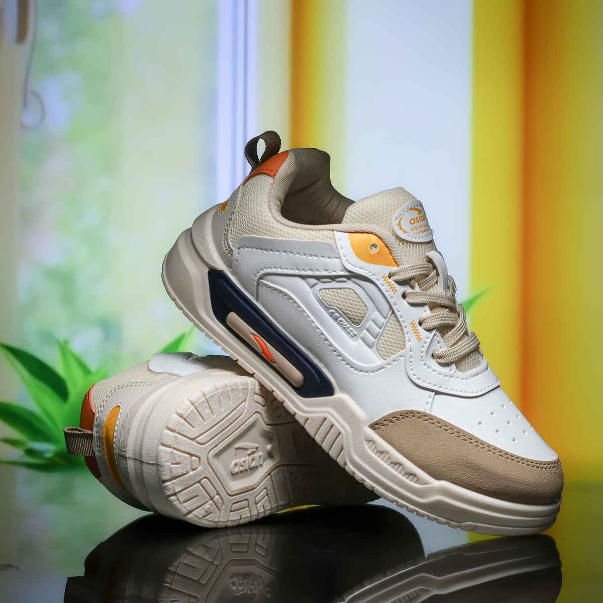 Asian Men's Lace up Sneakers | SHADOW-03 | White | UK 7
