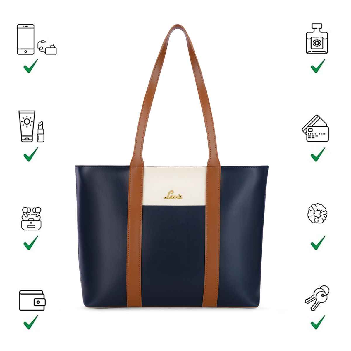 Lavie Women's Colourblock Regan Large Tote Handbag | Navy Blue