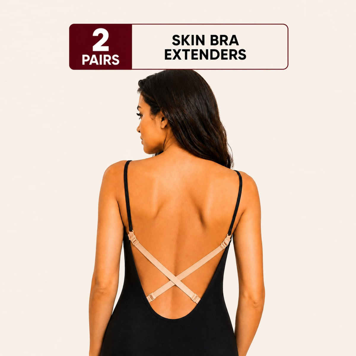 Secrets By ZeroKaata Women's Adjustable Bra Converter | 2-Hook Bra Extender | Skin | Free Size