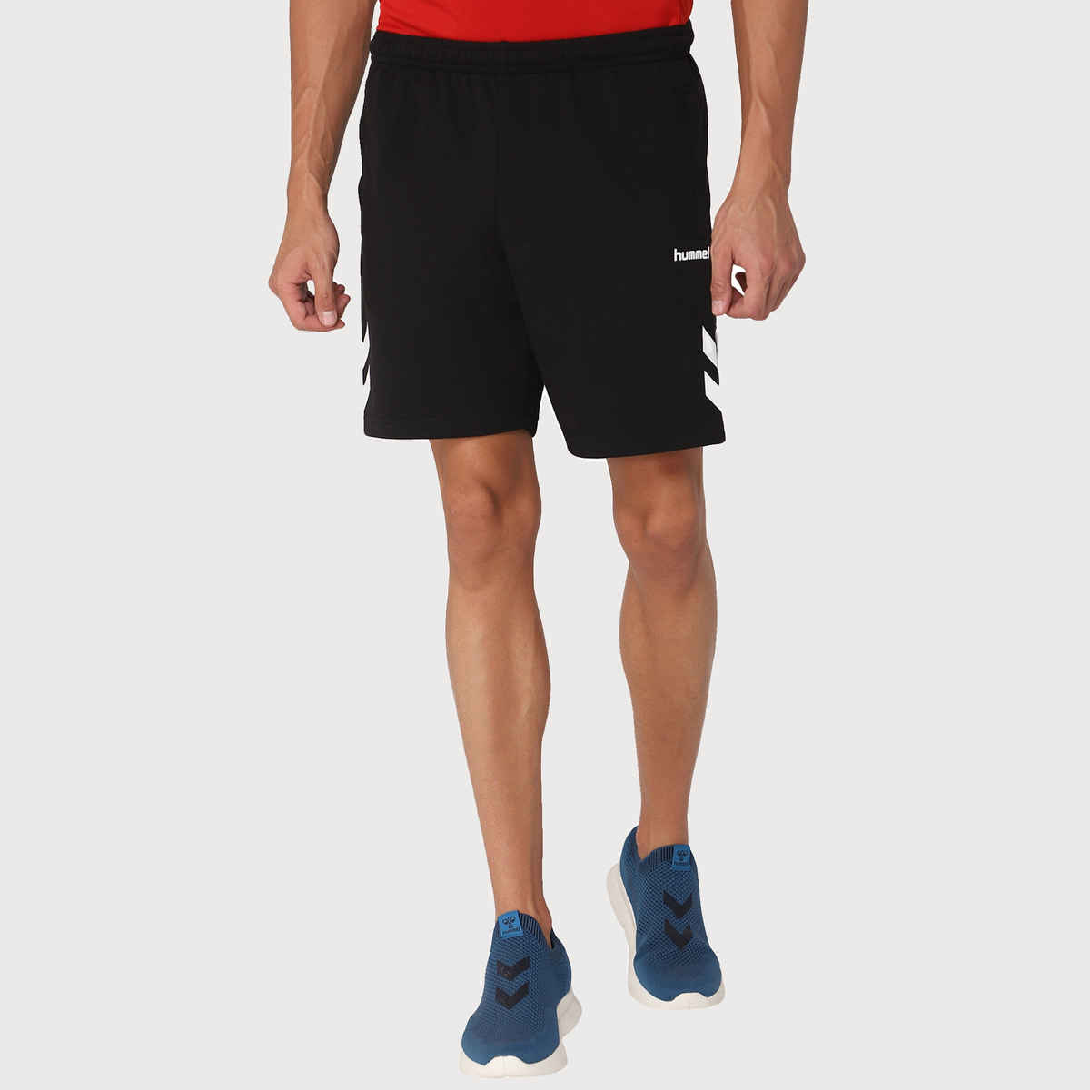 hummel Men's Ray Solid Regular Fit Cotton Poly Shorts with Zipper Pockets | Black - S