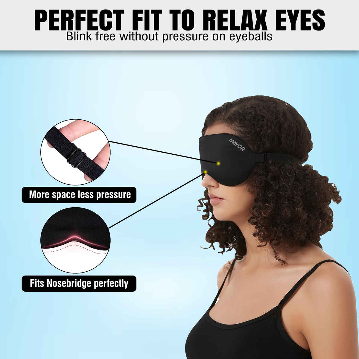 Mayor Premium Smooth Sleep Eye Mask Nap Mask with Comfortable Adjustable Strap