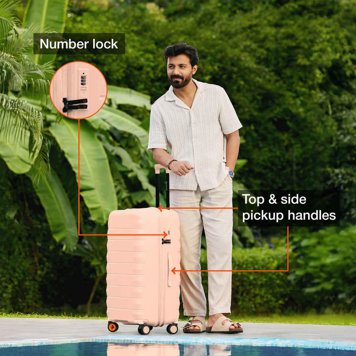 Nasher Miles Vienna Check-In Hard Sided Polypropylene 28 Inch|75 cm Trolley Bag - Peach