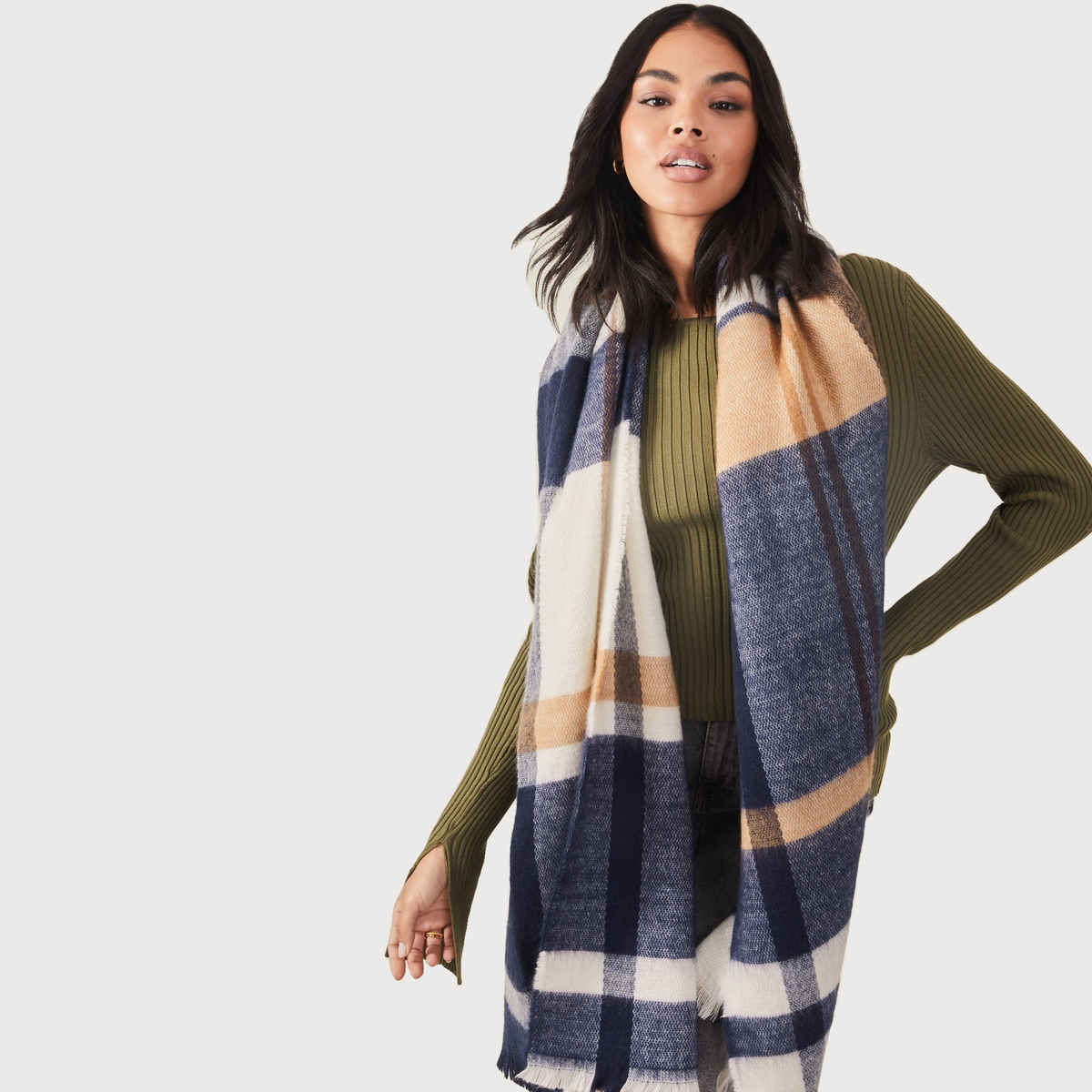 Accessorize London Women's Check Blanket Scarf | Multicolorcolor