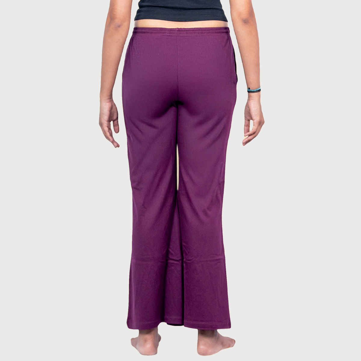 Kryptic Women's Cotton Solid Baggy Fit Flared Pyjama | Burgundy - S