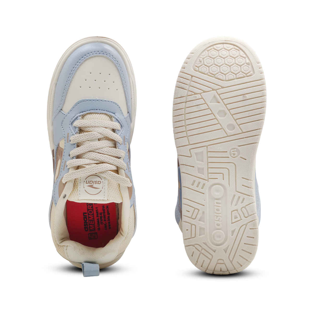 Asian Women's Lace up Sneakers | STELLA-02 | Cream | UK 6