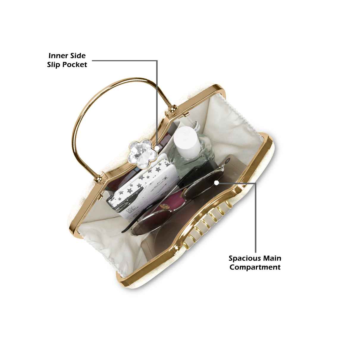 Lavie Women's Lip Handle Framed Clutch | Ladies Purse | Gold