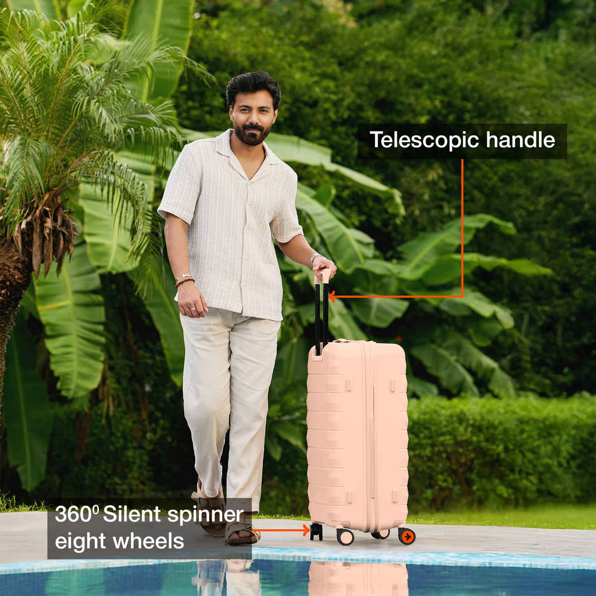 Nasher Miles Vienna Check-In Hard Sided Polypropylene 28 Inch|75 cm Trolley Bag - Peach