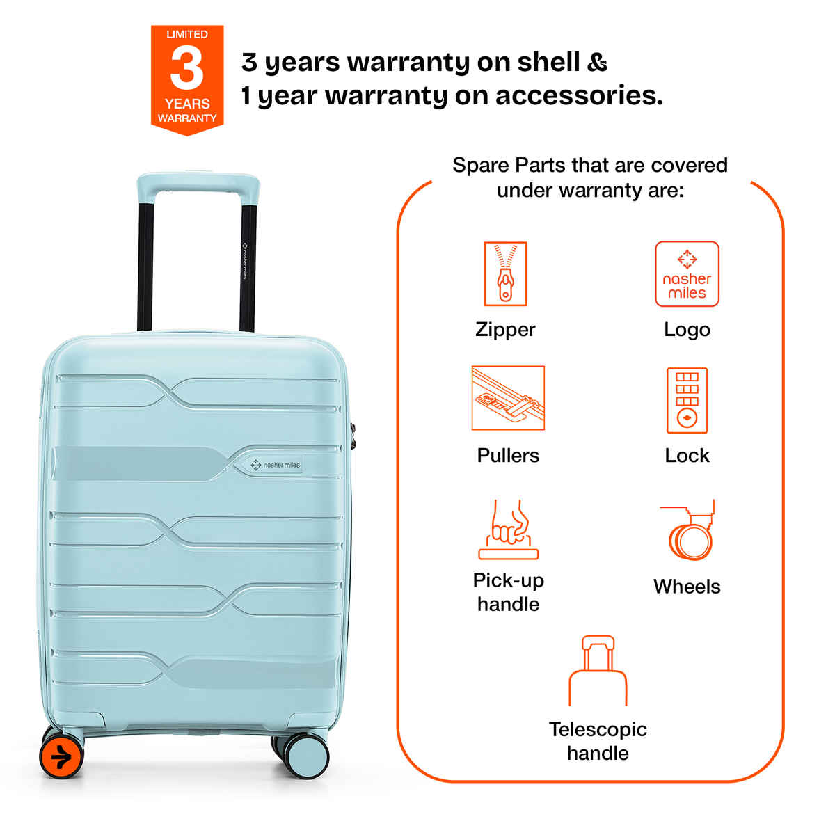 Nasher Miles Unisex Striped PP 45 L Cabin Luggage | Pastel Green - S