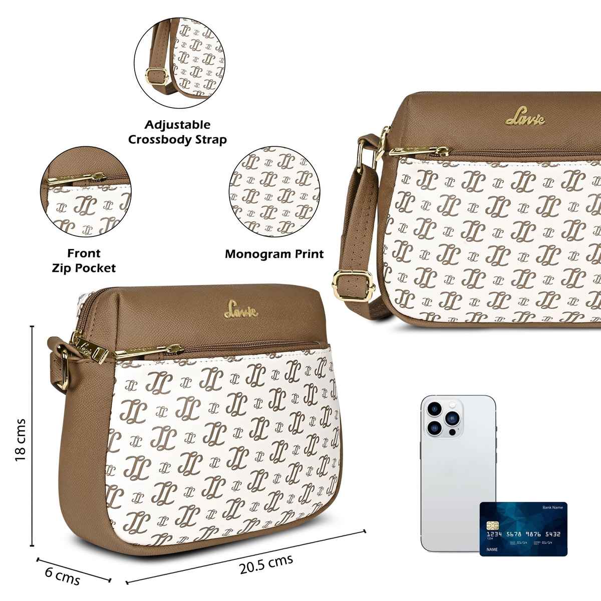 Lavie Women's Mono Ll Farah Crossbody Sling Bag | Ladies Purse Handbag | Off White