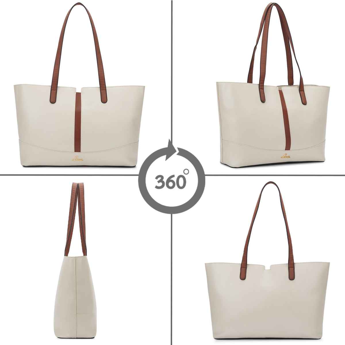 Lavie Women's Lyla Colourblock Tote Handbag | Ladies Purse | Shoulder Bag | Large | Off White