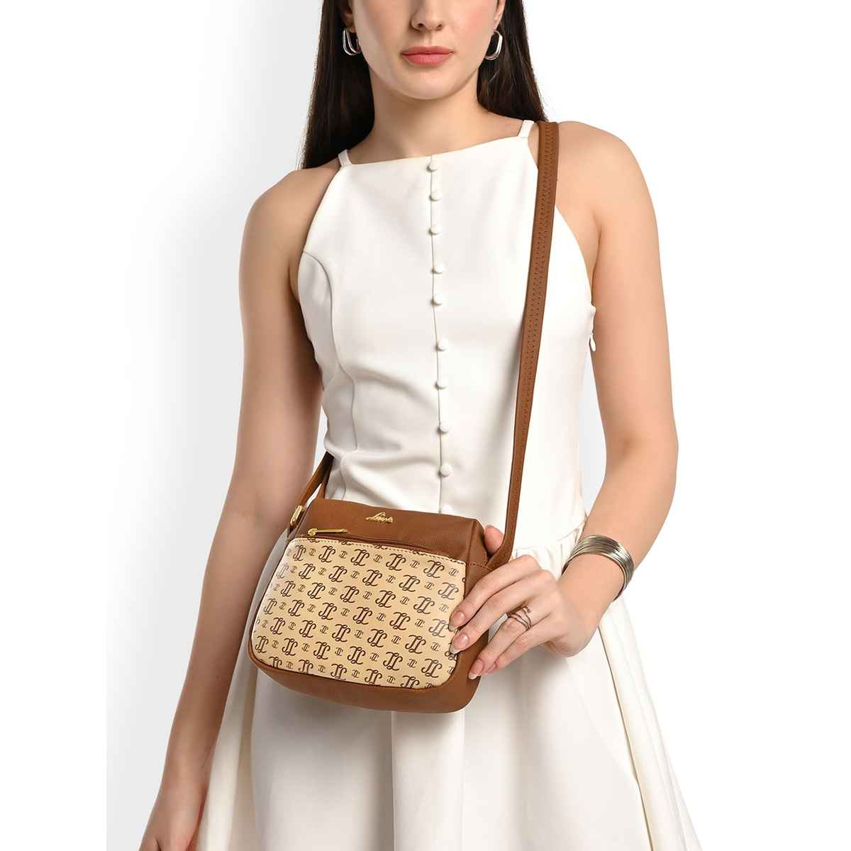 Lavie Women's Mono Ll Farah Crossbody Sling Bag | Ladies Purse Handbag | Taupe