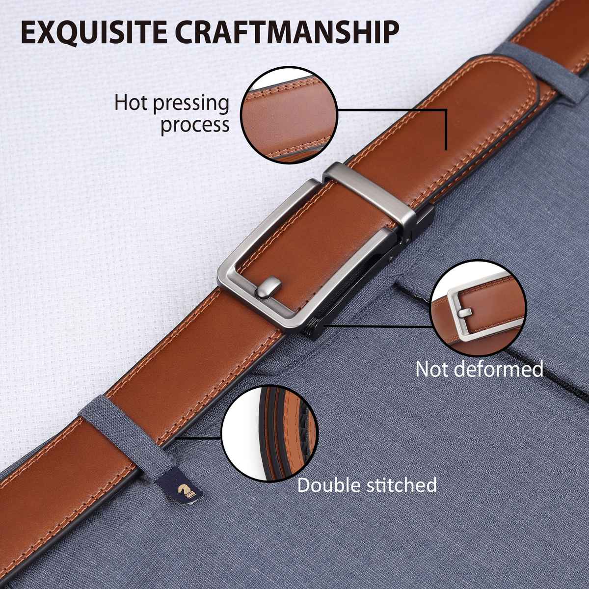 Zoro United Men's Solid Vegan Leather Belt | Brown - 40 Inches