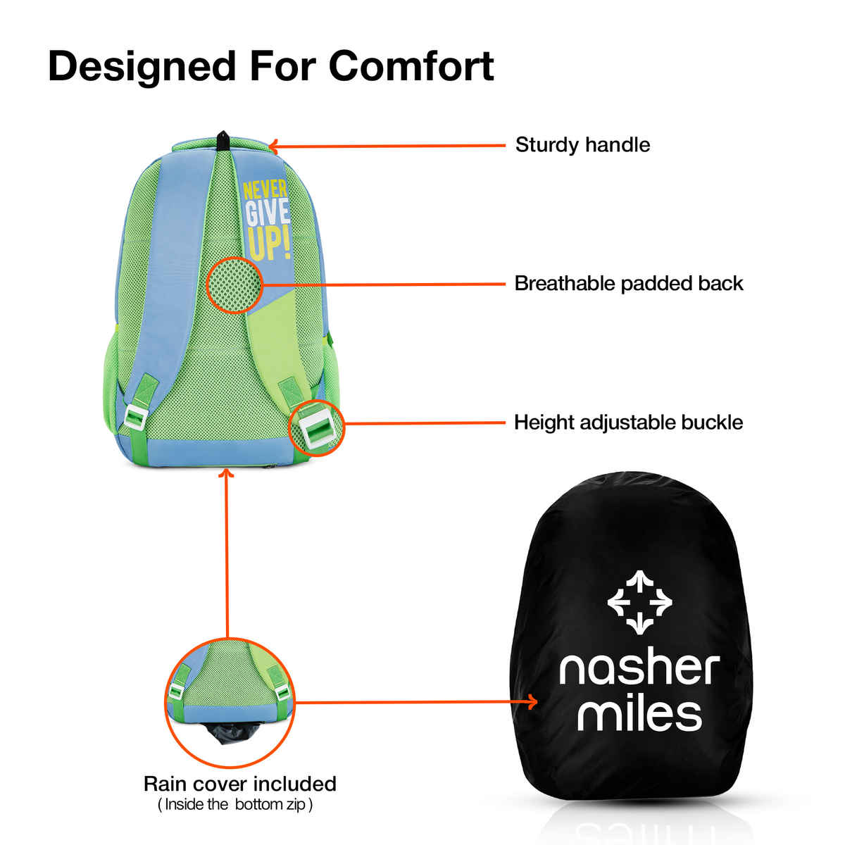 Nasher Miles Basketball Backpack- Unisex-3 Compartment College Bag- Cyan Green- 45L