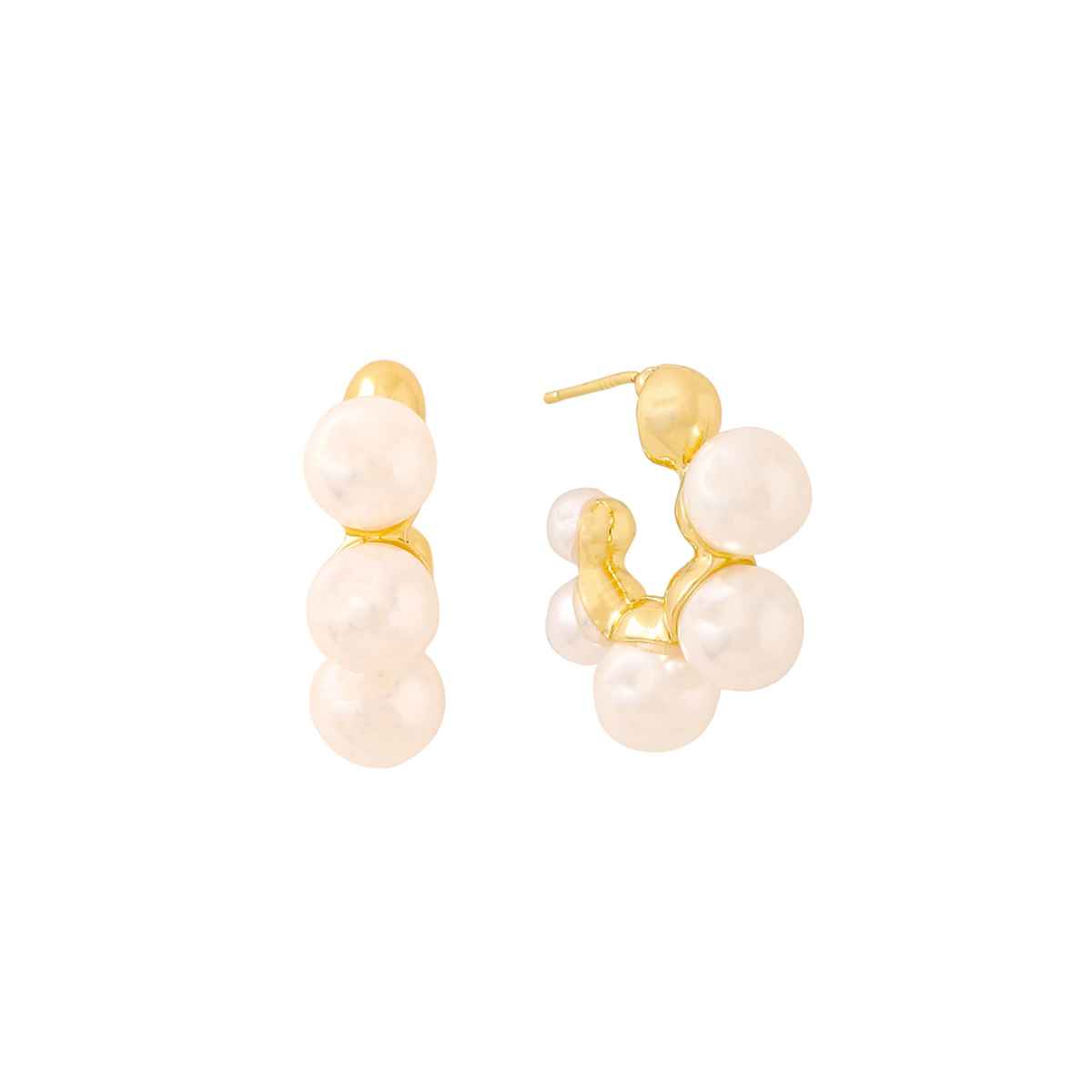 Yellow Chimes Gold Toned Pearl Studded Hoop Earrings for Women