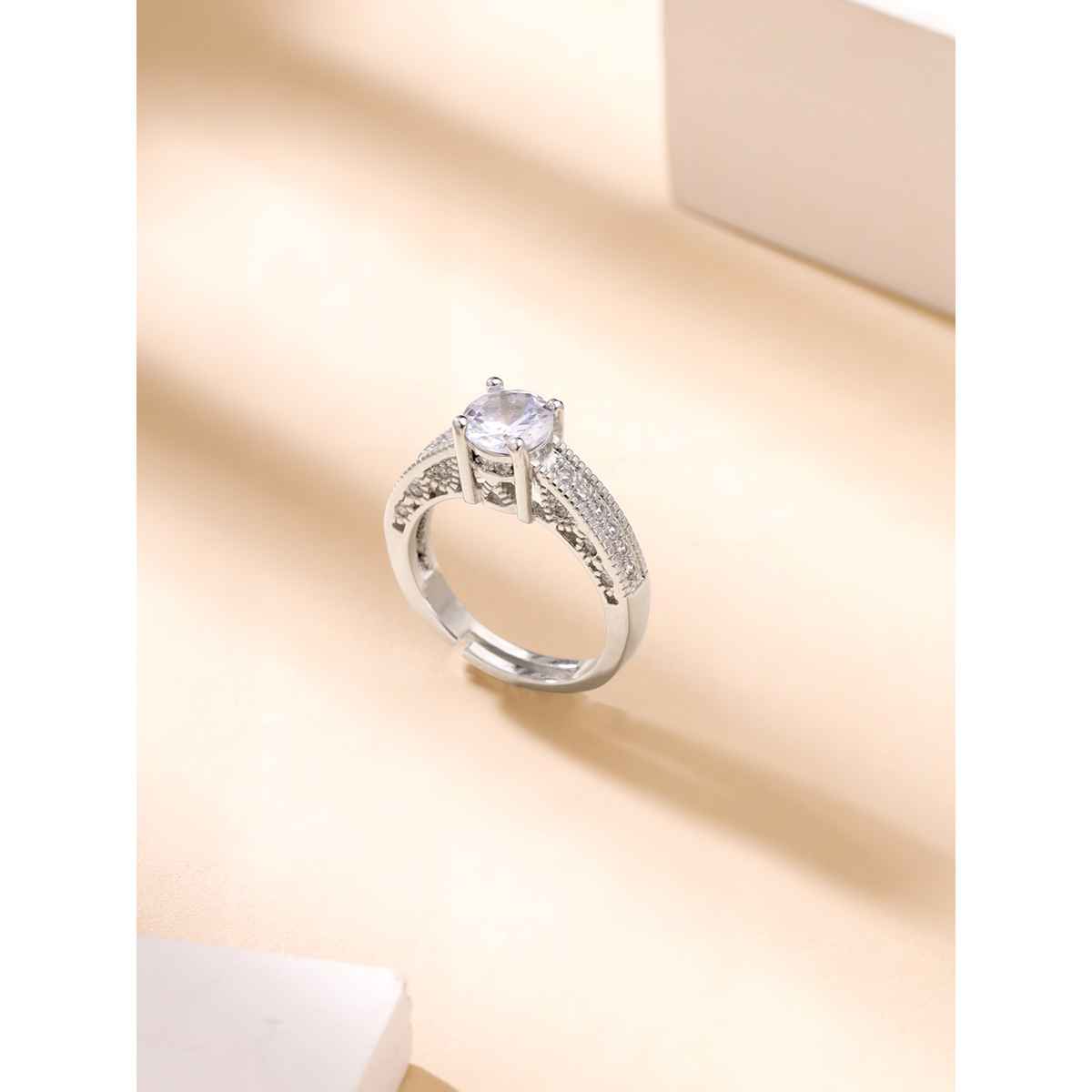 Yellow Chimes Crystal Rings | Adjustable Silver Ring