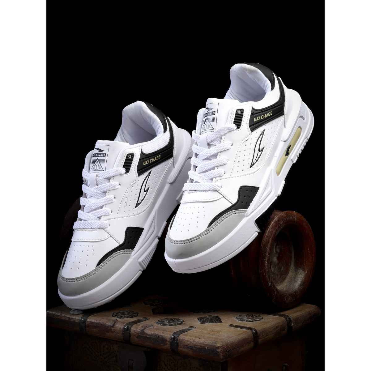 Asian Men s Mexico-01 White Black Grey Sneakers | UK-8