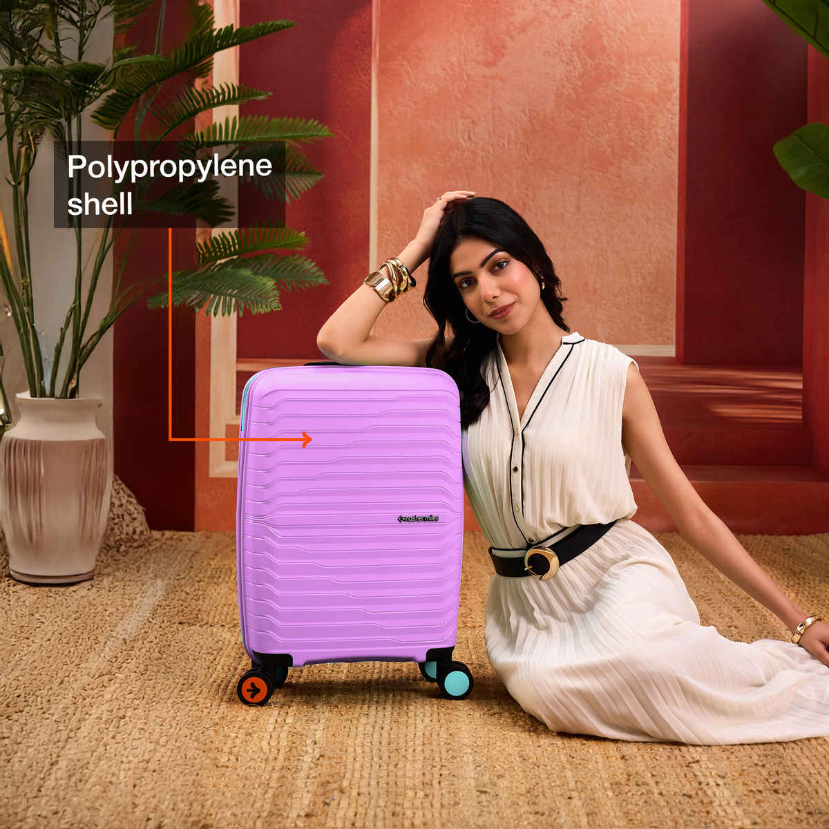 Nasher Miles Cairo Hard-Sided Polypropylene Cabin Luggage | Small | Purple & Blue - 55 cm