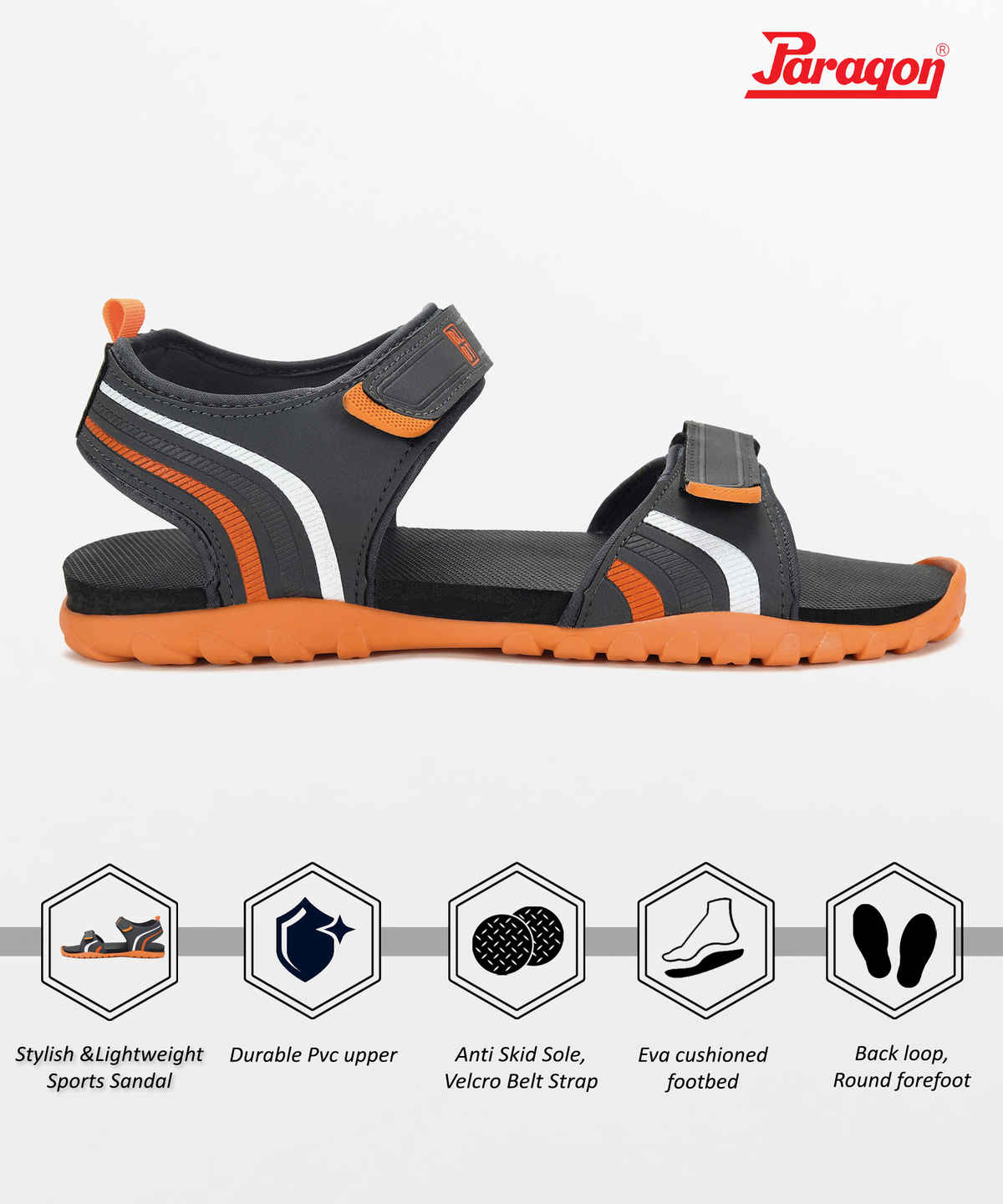 Paragon Men's Grey Tpr Waterproof Sandals K1423G UK 8