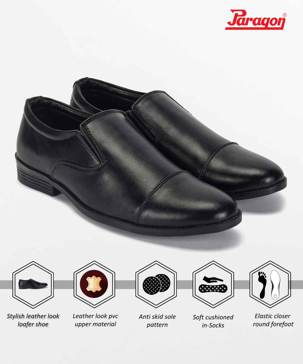 Paragon Men's Black Pvc Formal Shoes K11241G UK 10