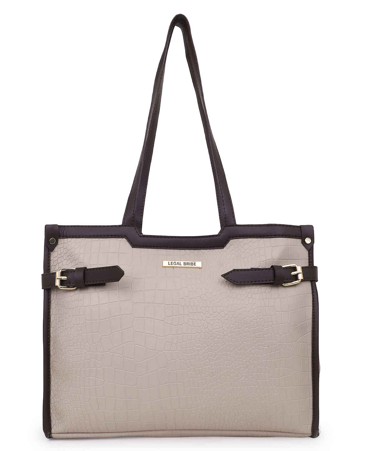 Legal Bribe Stylish Buckle Tote Bag | Beige | LB2065