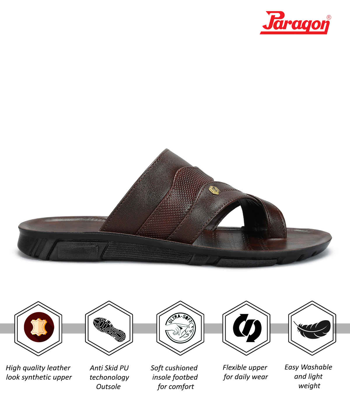 Paragon Men's Brown Pu Sandals PUK2237G UK 8