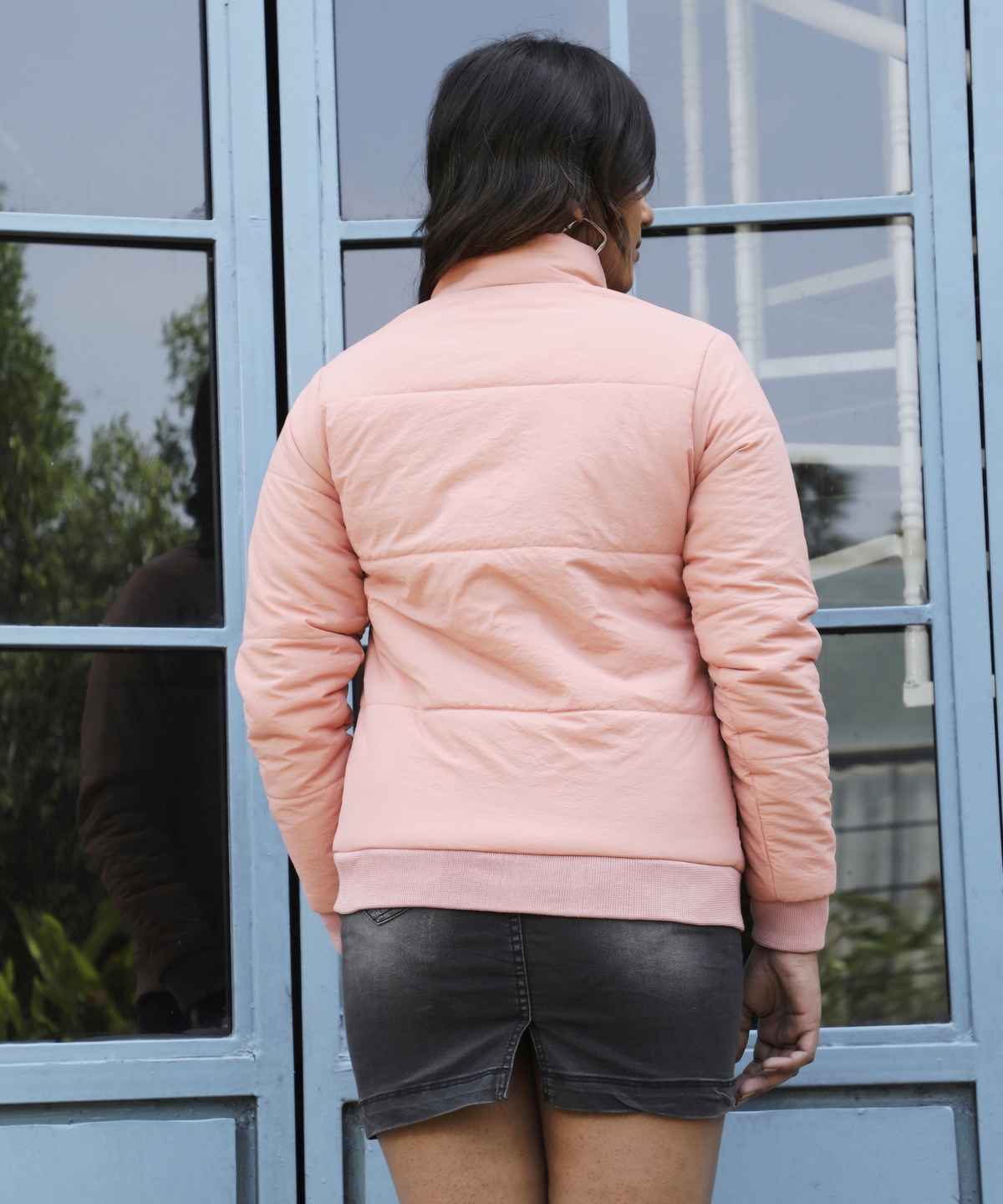 Campus Sutra Women's Puffer Jacket With Angled Open Pockets | Pink - L