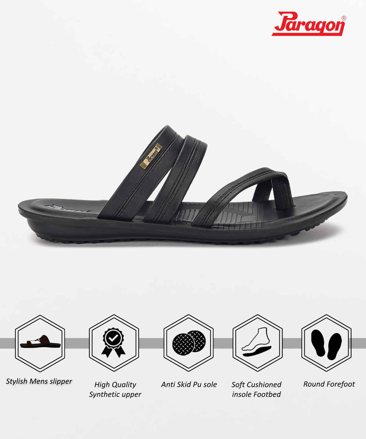 Paragon Men's Black Pu Water Resistant Sandals PUK2224G UK 9