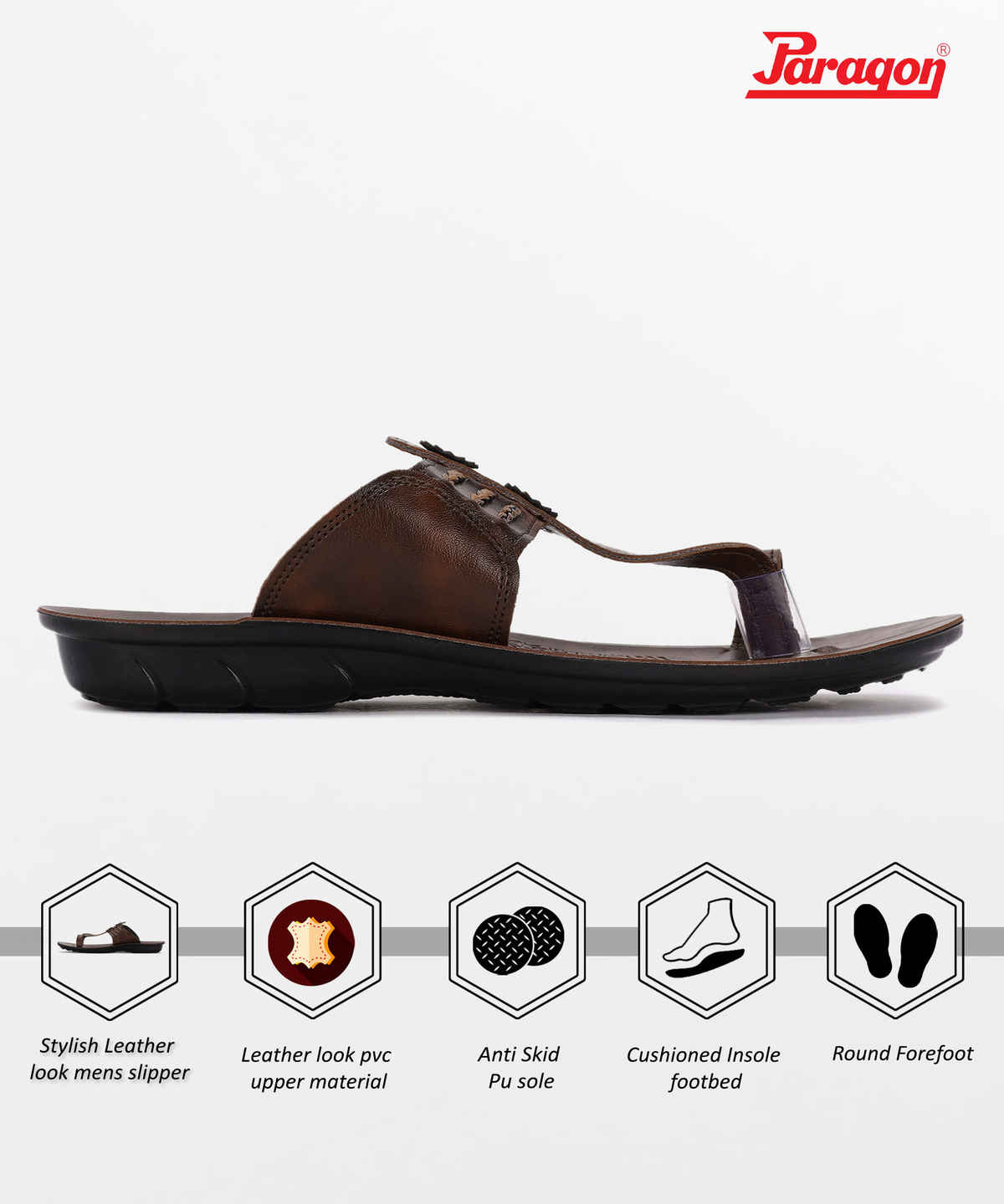 Paragon Men's Brown Pu Water Resistant Sandals PUK2230G UK 7