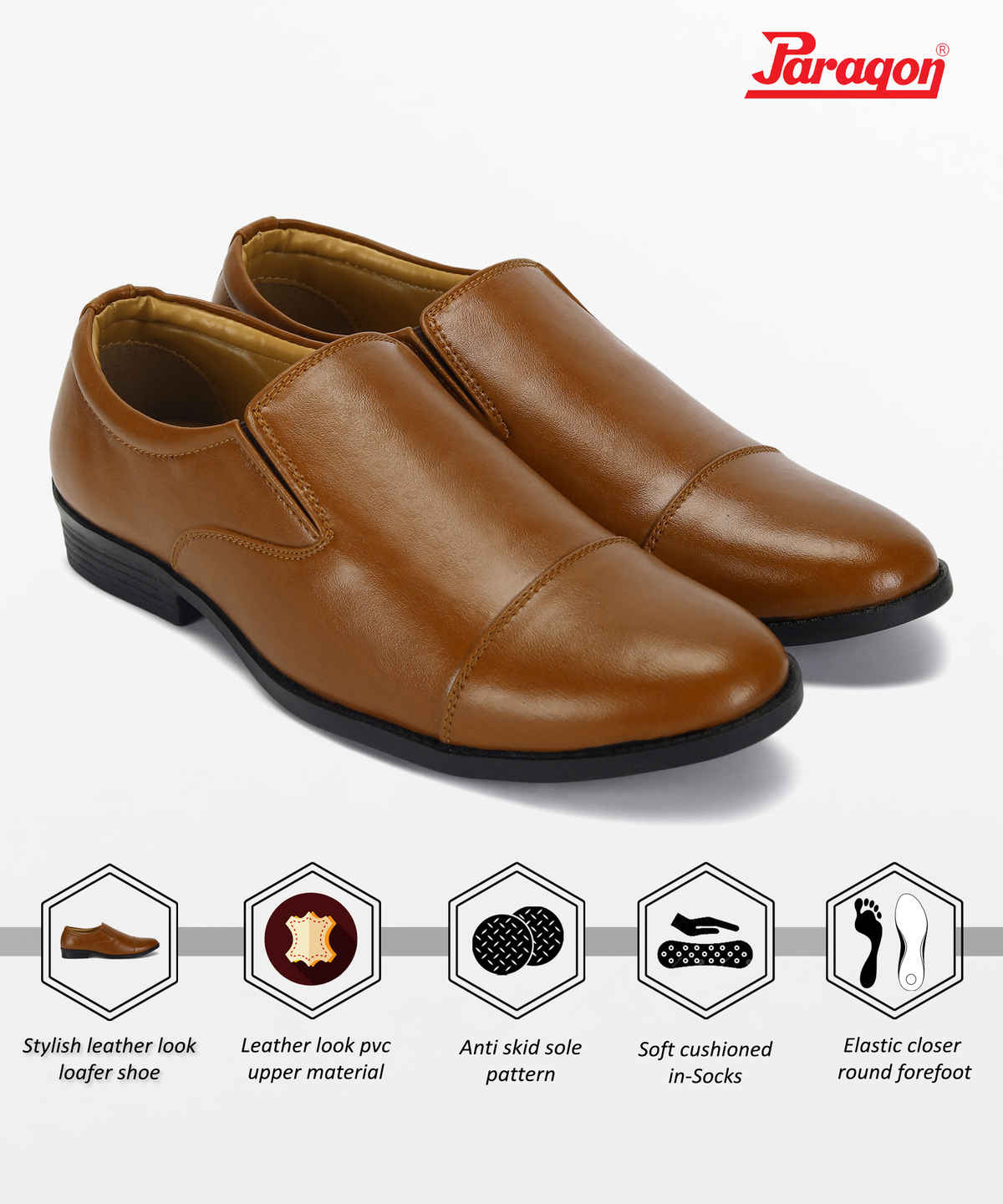 Paragon Men's Tan Pvc Formal Shoes K11241G UK 6
