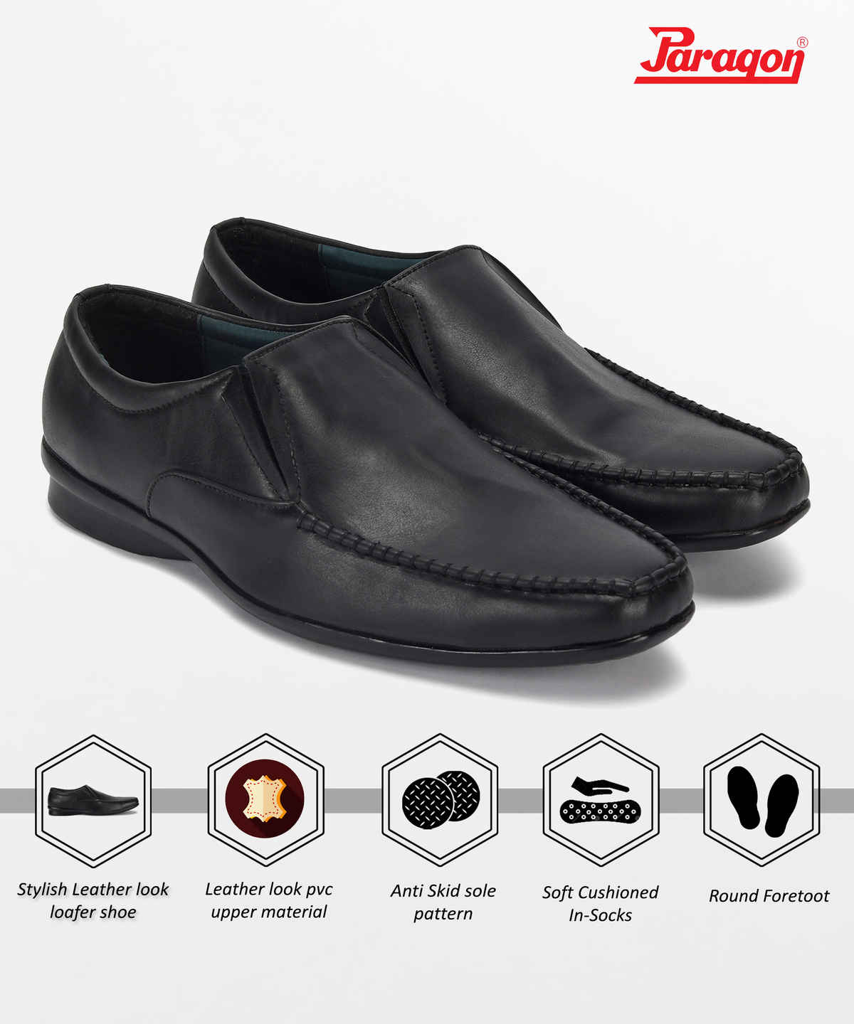 Paragon Men's Black Pvc Formal Shoes K11236G UK 10