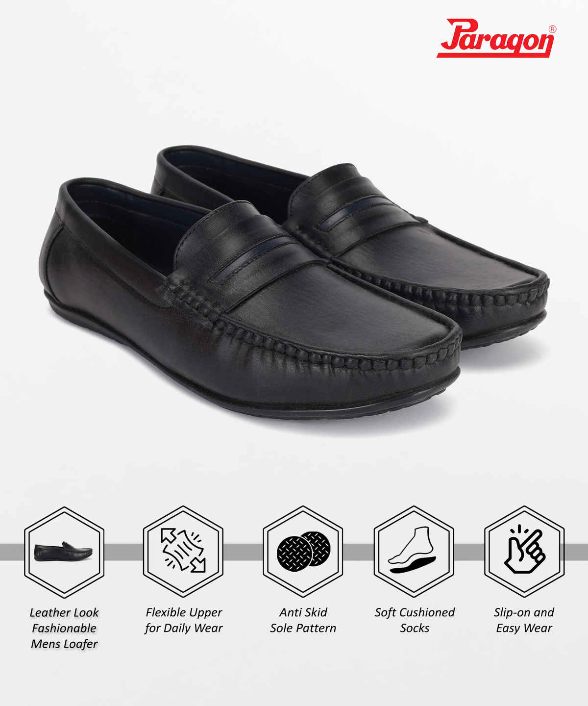Paragon Men's Black Pvc Formal Shoes K11238G UK 7