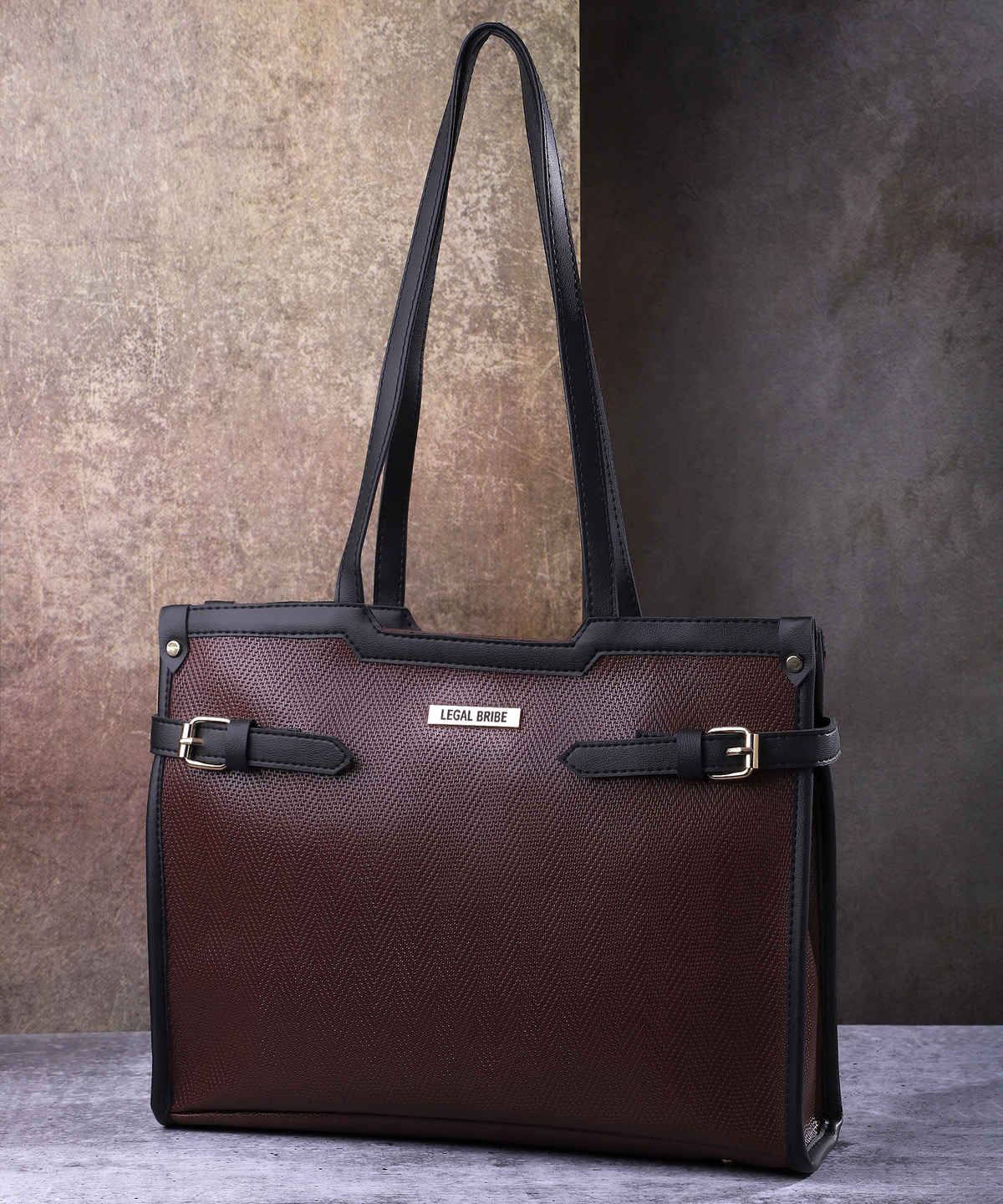 Legal Bribe Stylish Buckle Tote Bag | Brown | LB2068