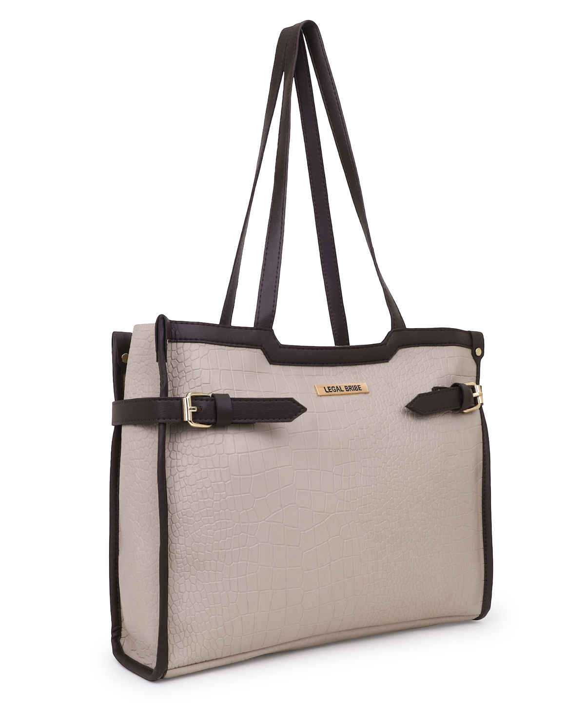 Legal Bribe Stylish Buckle Tote Bag | Beige | LB2065