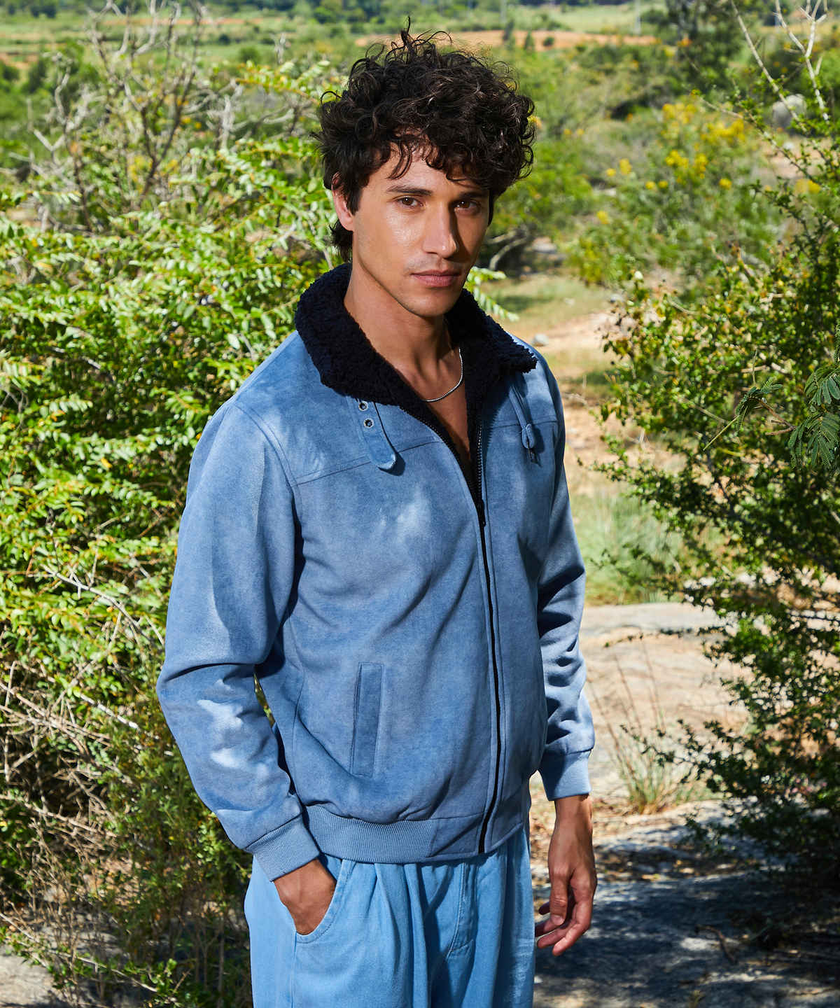 Campus Sutra Men's Zip-Front Jacket with Fleece Detail | Grey - M