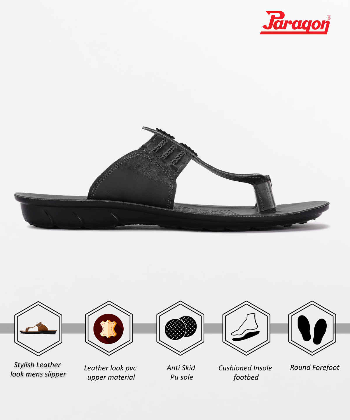 Paragon Men's Black Pu Sandals PUK2230G UK 9