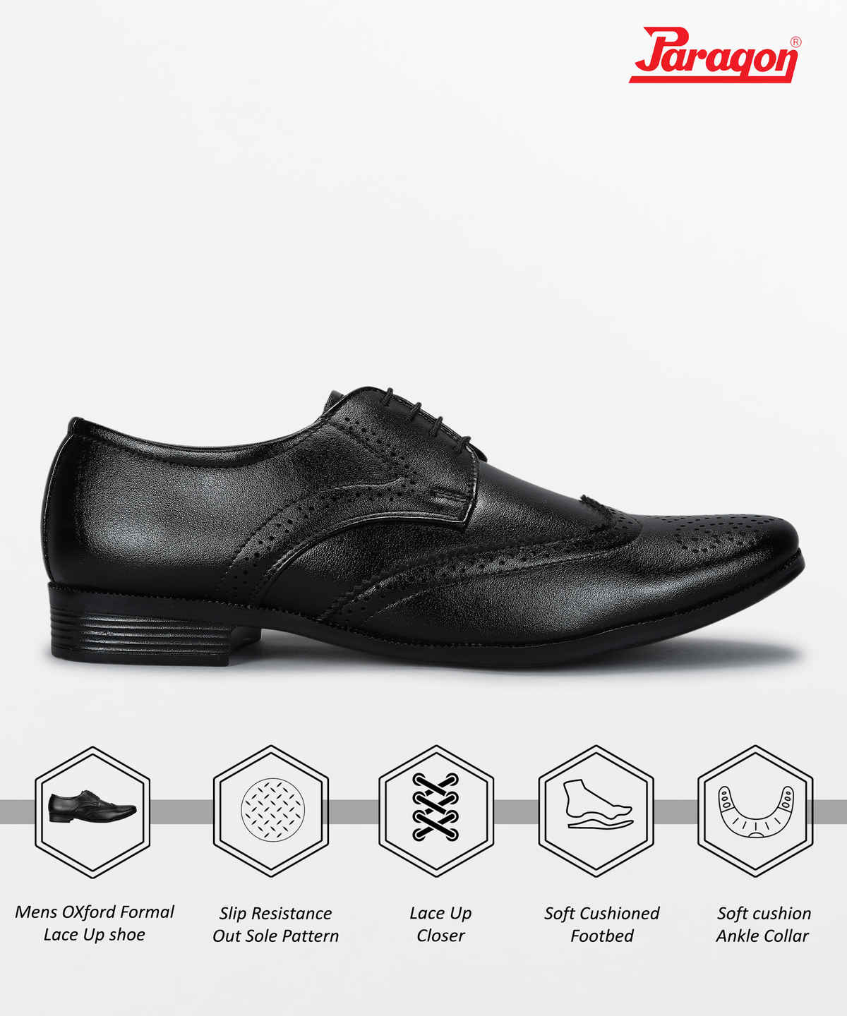 Paragon Men's Black Pvc Formal Shoes K11242G UK 6