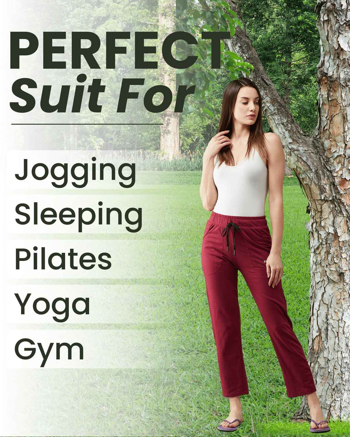 Blinkin Women's Cotton Track Pants With Side Pockets | Maroon Navy - 2Xl
