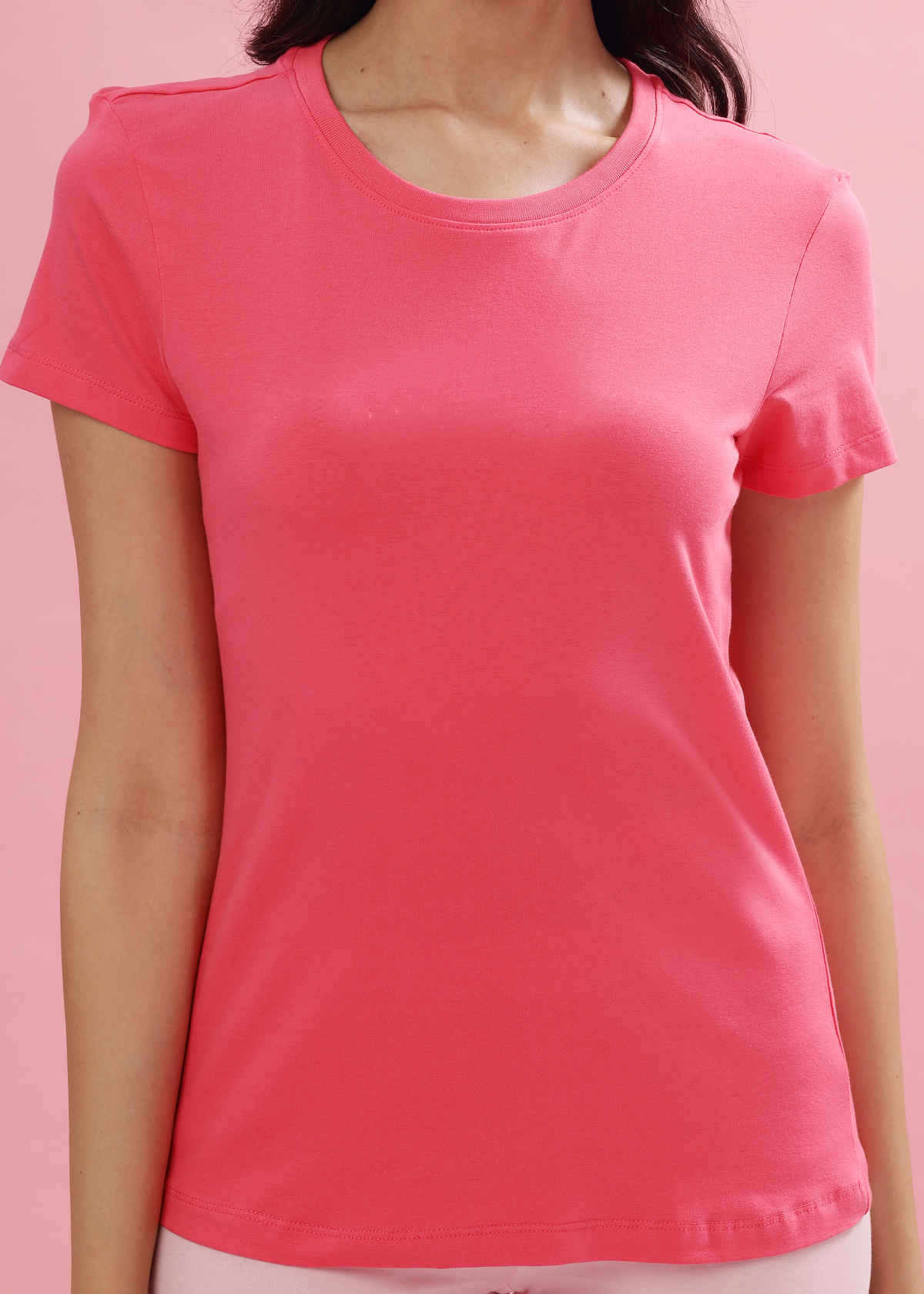 Dollar Women's Summer Soft & Warm Solid T-Shirt | T-Shirt | AWCN-821 | Pink | M