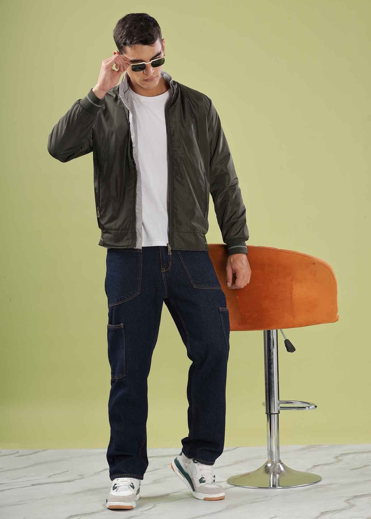 Dollar Jacket For Men - Casual Zipper Bomber For Winter | Mamwj 901 | Olive Green | M