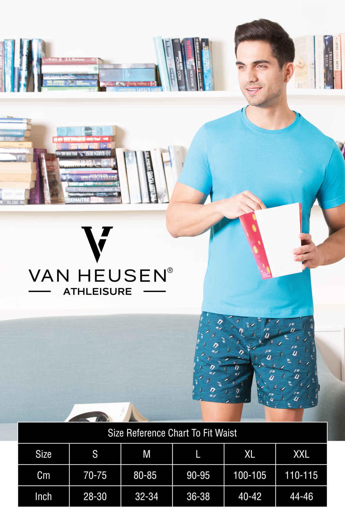 Van Heusen Apparel Men's Printed Functional Pockets Ultra Soft Boxer Shorts - M