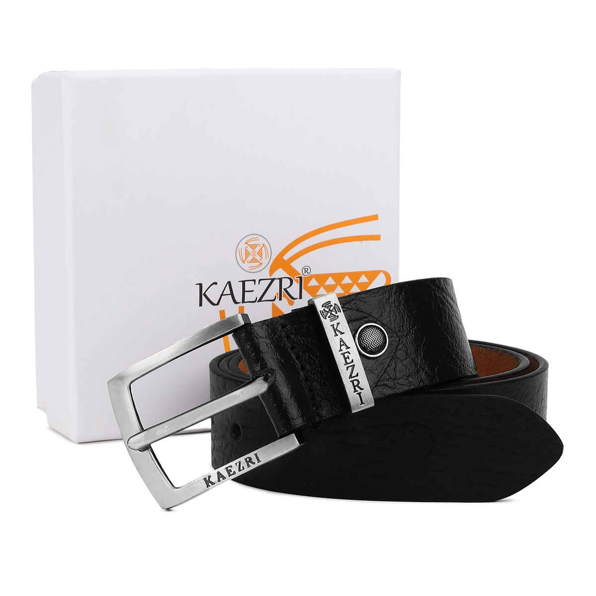 Kaezri Genuine Leather Black Textured Belt for Men | Katablcob - 34